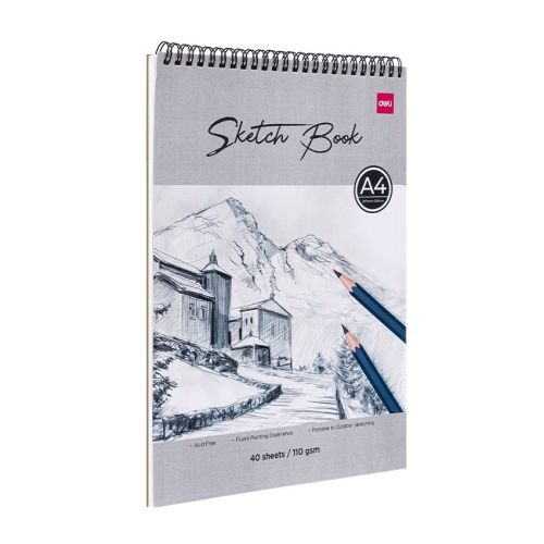 Скицник със спирала Deli EC401, A4, 110 гр/кв.м, 40 л. 1