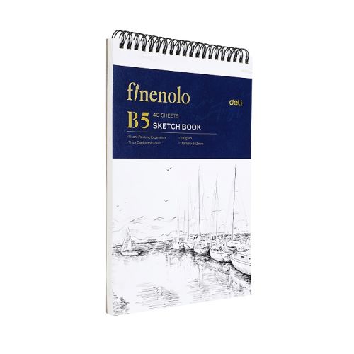 Скицник със спирала Deli Finenolo EN025, B5, 100 г/кв.м, твърди корици, 40 л. 1