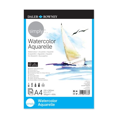 Скицник за акварелни бои DALER-ROWNEY Simply Watercolor, А4, 190 г/кв.м, 12 л. — Joya.bg 1