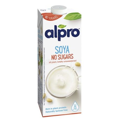 Соева напитка Alpro Soya NO SUGARS, без лактоза, 100% растителна основа, UHT, 1 л — Joya.bg