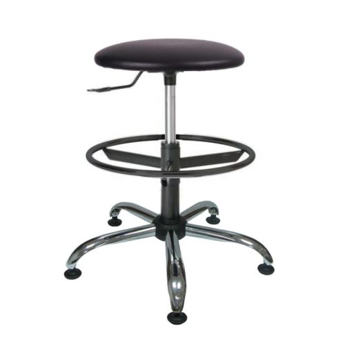 Специализиран стол табуретка Lift RB с ринг, еко кожа, метална база хром, с колелца, черен — Joya.bg 1
