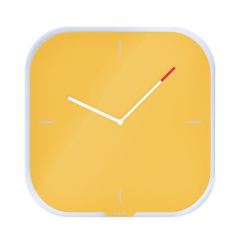 Стенен часовник Leitz Cosy , аналогов, безшумен, темперирано стъкло 4 мм, 300х300х40 мм, жълт — Joya.bg 1