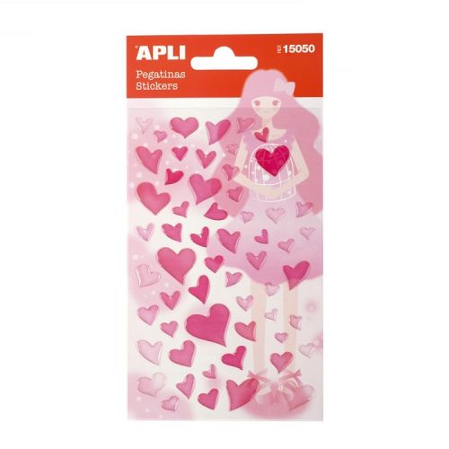 Стикери APLI, Розови сърца, 56 бр.  — Joya.bg