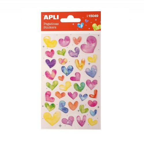 Стикери APLI, Цветни сърца, 35 бр.  — Joya.bg