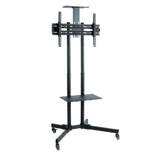 Стойка за телевизор и DVD Sunne 37&quot;-70&quot;, до 50 кг, на колелца, метална, черна