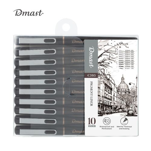 Тънкописци Deli Dmast EC393, метален връх 0.15 до 0.55 мм + четка, 10 бр. — Joya.bg 1