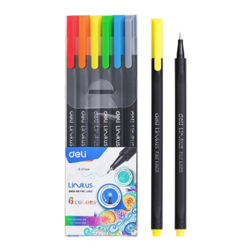 Тънкописци Deli Linkus EQ900-6, метален връх 0.45 мм, 6 цвята 1