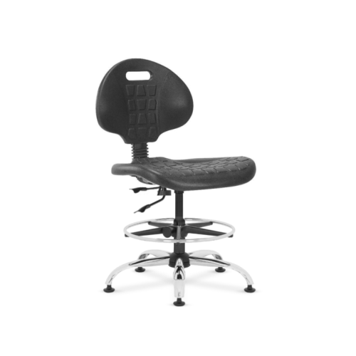 Технически специализиран стол Negro Ergo RB Chrome с ринг, полиуретан, черен — Joya.bg