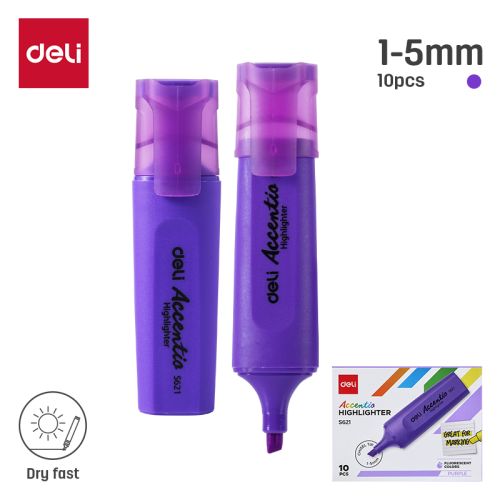Текстмаркер Deli Accentio ES621, скосен връх 1-5 мм, лилав неон — Joya.bg 1