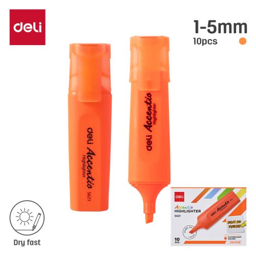 Текстмаркер Deli Accentio ES621, скосен връх 1-5 мм, оранжев неон — Joya.bg 1