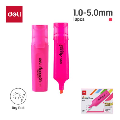 Текстмаркер Deli Accentio ES621, скосен връх 1-5 мм, розов неон — Joya.bg 1