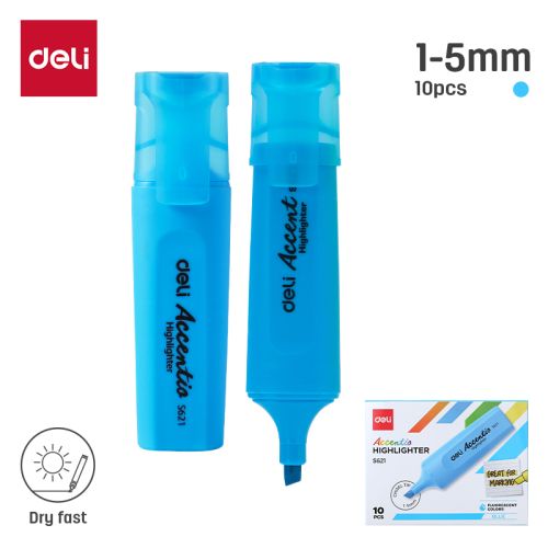 Текстмаркер Deli Accentio ES621, скосен връх 1-5 мм, син неон — Joya.bg 1