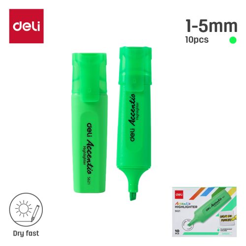 Текстмаркер Deli Accentio ES621, скосен връх 1-5 мм, зелен неон — Joya.bg 1