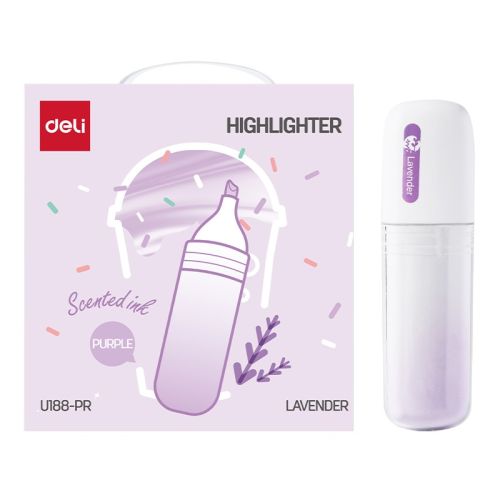 Текстмаркер с аромат на лавандула Deli EU188-PR, скосен връх 1-5 мм, лилав пастел — Joya.bg 1