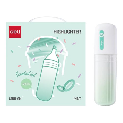 Текстмаркер с аромат на мента Deli EU188-GN, скосен връх 1-5 мм, зелен пастел — Joya.bg 1