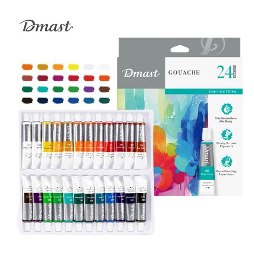 Темперни бои Deli Dmast EC320-24, в тубички 12 мл, 24 цвята — Joya.bg 1