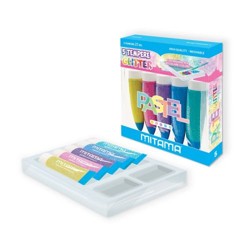 Темперни бои с брокат MITAMA Pastel, в тубички 21 мл, 5 цвята — Joya.bg 1