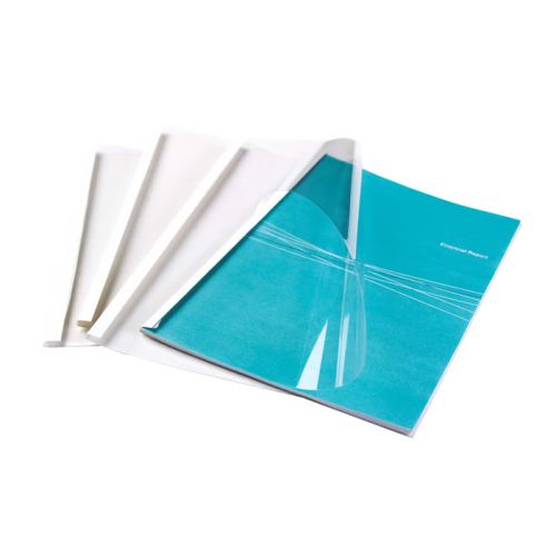 Термокорици Fellowes 8 мм, прозрачно лице и бял картон, 100 бр. 1