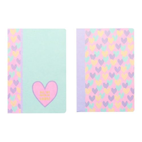 Тетрадка ANCOR Hearts А5, 48 л., м.квадр. офест 90 г, с ляво поле, корица картон с UV лак — Joya.bg