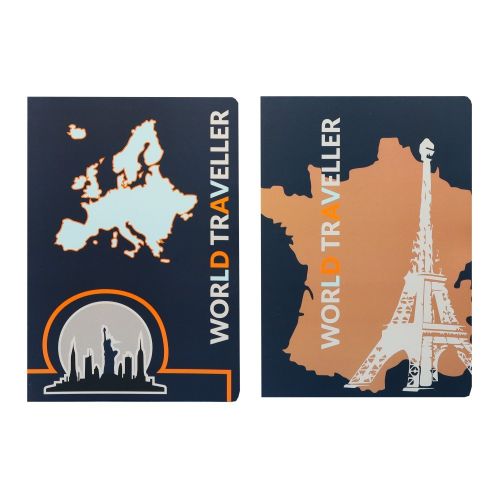 Тетрадка ANCOR Traveller, А5, 48 л., м.квадр. офест 90 г, с ляво поле, корица картон с UV лак — Joya.bg