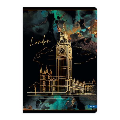 Тетрадка LASTVA Gold City, A4, 52 л., линиран офсет 80 г, корица 300 г, мат ламинат, златен ефект — Joya.bg 1