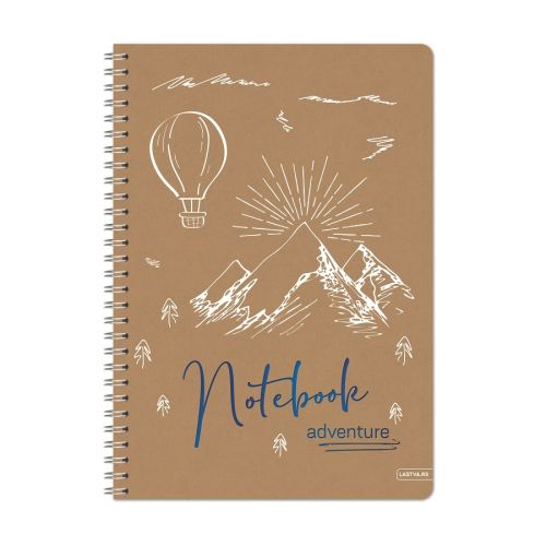 Тетрадка със спирала LASTVA Adventure, A5, 60 л, линиран офсет 80 г, корица 300 г, еко крафт — Joya.bg 1
