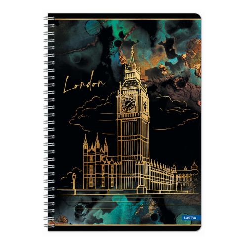 Тетрадка със спирала LASTVA Gold City, A4, 60 л., линиран офсет 70 г, мат ламинат, златни елементи — Joya.bg 1