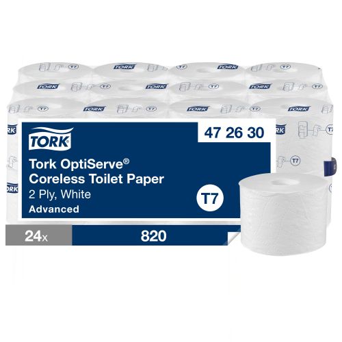Tоалетна хартия Tork OptiServe® Coreless Advanced T7, 2 пласта, 24 х 820 къса 1