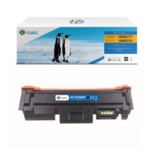 Тонер касета G&amp;G Black 106R02778, съвместима с Xerox Phaser 3052/3260/WC 3215/3225, 3000 к.