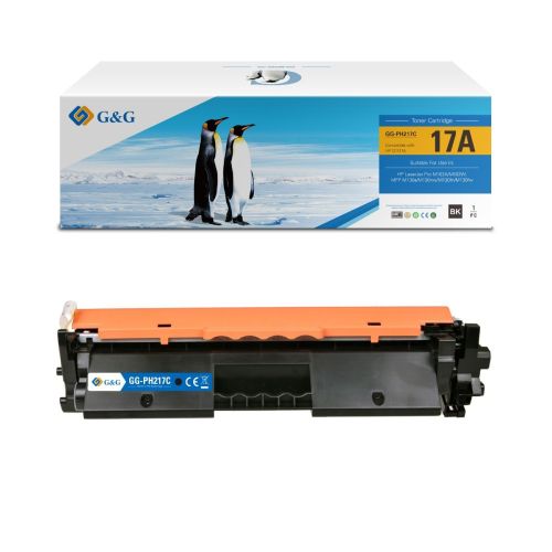 Тонер касета G&amp;G Black CF217A с чип, съвместима с HP LJPro M102W/MFP M130A/M130NW, 1600 к.
