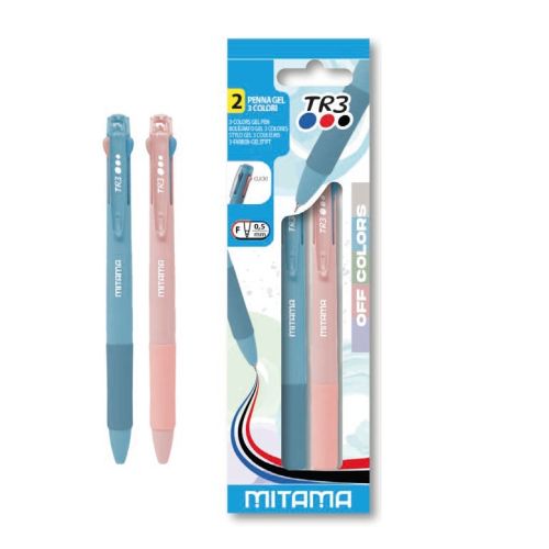 Трицветни гелови химикалки MITAMA Sferix, 0.5 мм, класически цветове, опаковка 2 бр. 1