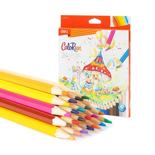 Цветни моливи Deli Colorun EC130-24, шестоъгълно тяло, 24 цвята 1
