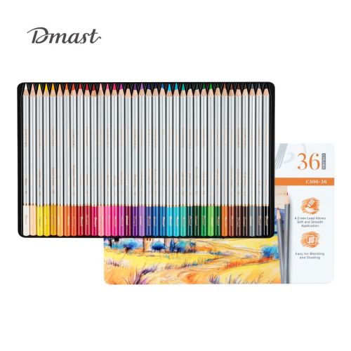 Цветни моливи Deli Dmast EC300-36, кръгло тяло, 36 цвята, в метална кутия 1