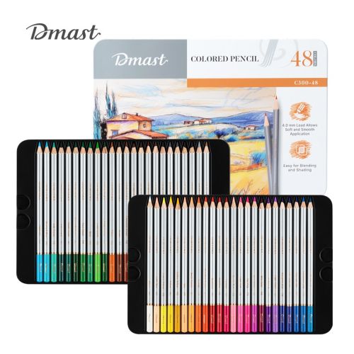 Цветни моливи Deli Dmast EC300-48, кръгло тяло, 48 цвята, в метална кутия 1