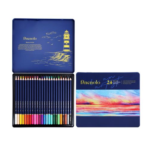 Цветни моливи Deli Finenolo EC122-24, шестоъгълно тяло, 24 цвята, в метална кутия — Joya.bg 1
