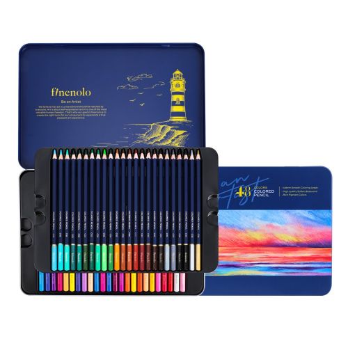 Цветни моливи Deli Finenolo EC122-48, шестоъгълно тяло, 48 цвята, в метална кутия — Joya.bg 1