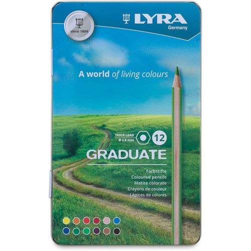 Цветни моливи LYRA Graduate, шестоъгълно тяло, 12 цвята, в метална кутия 1