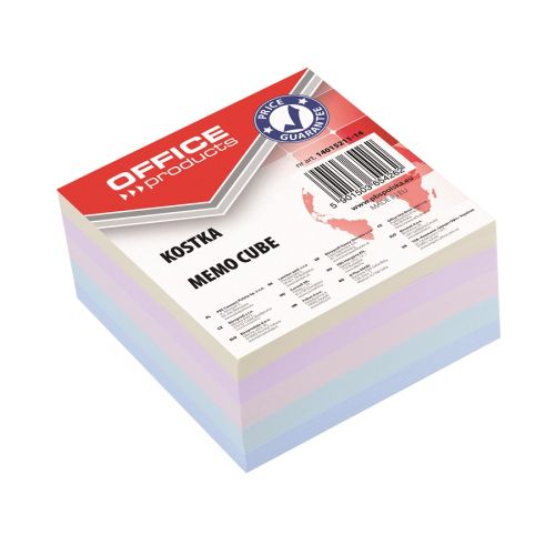 Цветно кубче OFFICE PRODUCTS, 85х85 мм, 400 л, офсет, подлепено, микс 4 цвята, фолирано — Joya.bg