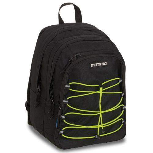 Ученическа раница MITAMA Flexer Neon, унисекс, 3 отделения, черна