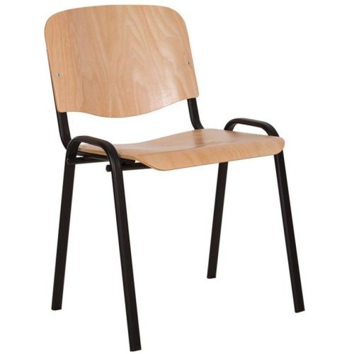 Ученически стол Iso Wood Black, многослойна букова дървесина, черна метална база, бук 1