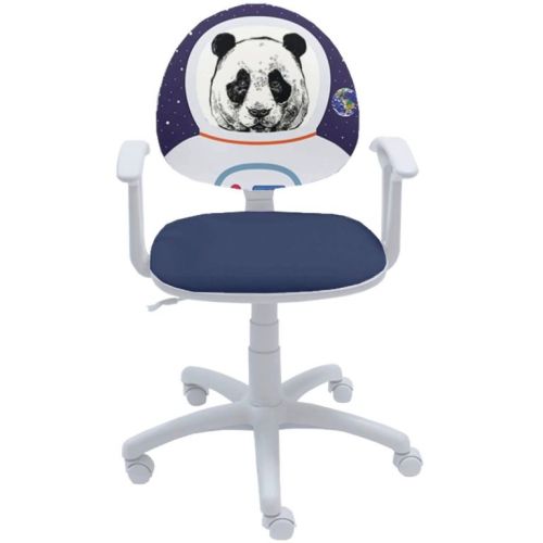 Ученически стол Smart White Astro Panda, дамаска, бяла РР база, фиксирани подлакътници, син 1