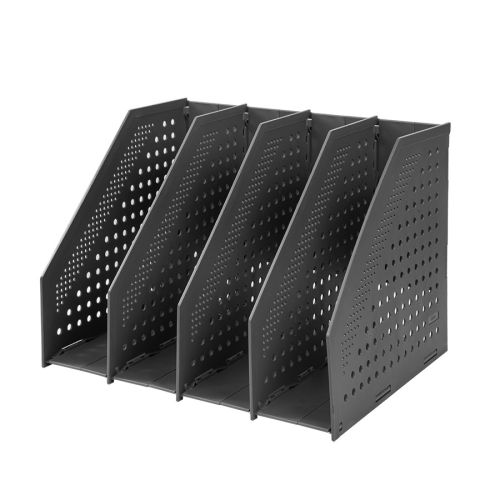 Вертикална поставка Deli, E78996, с 4 отделения, сгъваема, РР, тъмносива 1