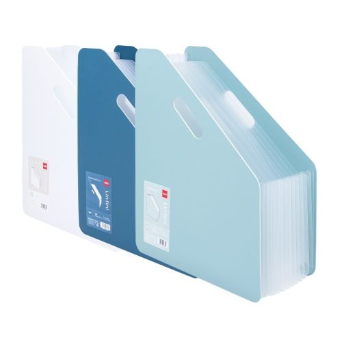 Вертикална поставка Deli Linfini, EF606, A4, разширяема, с 13 джоба, PP 750 mic, бяла — Joya.bg 1