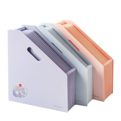 Вертикална поставка Deli Macaron, EB41102, A4, разширяема, с 13 джоба, PP 1000 mic, светлосиня — Joya.bg 1