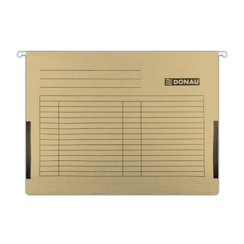Висяща папка за картотека DONAU, без машинка, с ограничител и метални шини, картон 230 г, крафт — Joya.bg