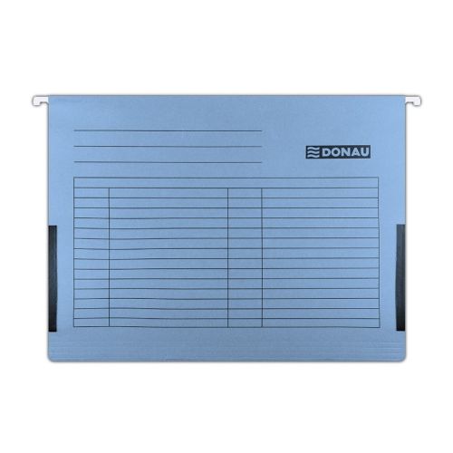 Висяща папка за картотека DONAU, без машинка, с ограничител и метални шини, картон 230 г, синя — Joya.bg