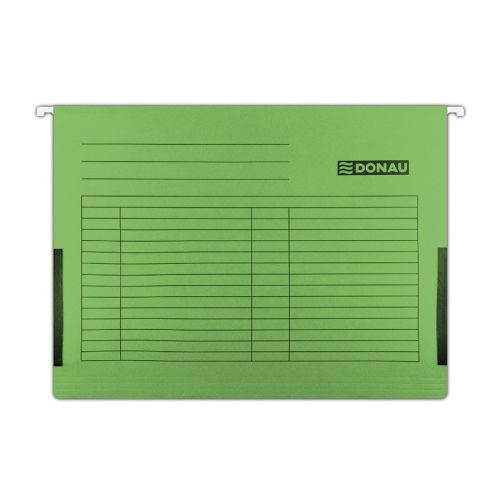 Висяща папка за картотека DONAU, без машинка, с ограничител и метални шини, картон 230 г, зелена — Joya.bg