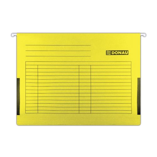 Висяща папка за картотека DONAU, без машинка, с ограничител и метални шини, картон 230 г, жълта — Joya.bg