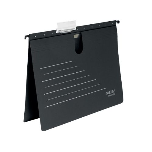 Висяща папка за картотека LEITZ Alpha Recycle, с машинка и метални шини, рециклиран картон, черна — Joya.bg 1