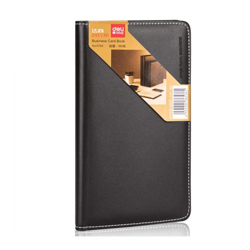 Визитник Deli, 5792, за 180 визитки, 193x110 мм, еко кожа, черен — Joya.bg 1